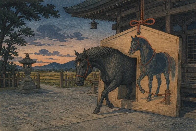 須賀川の抜け出す絵馬の馬封じのイメージ挿絵