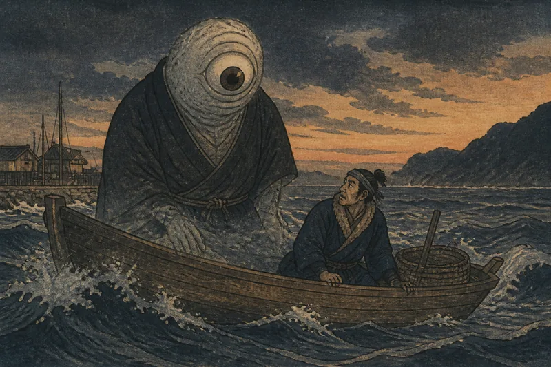 周防大島の生業を恐れる海坊主のイメージ挿絵