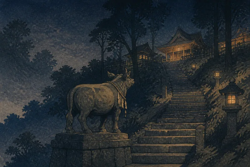 五社神社の牛の像のイメージ挿絵
