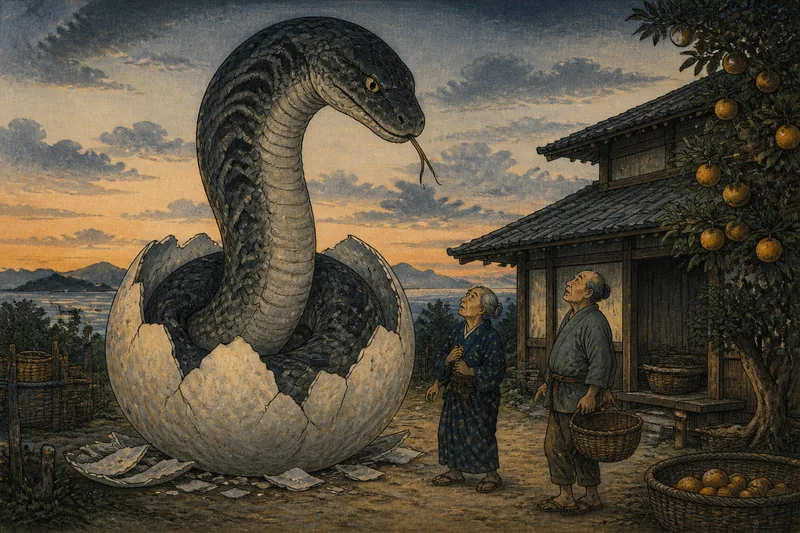 周防大島の卵から生まれた大蛇のイメージ挿絵