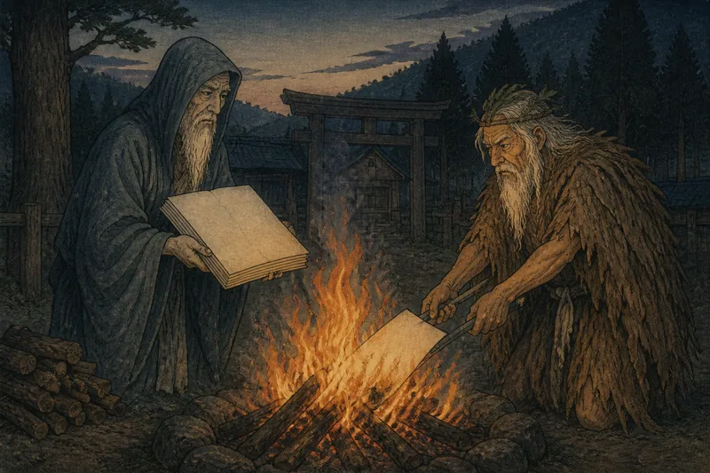 上野原の疫病記録焼却のイメージ挿絵