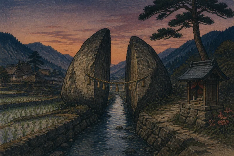 伊那の祈願で割れた大岩のイメージ挿絵