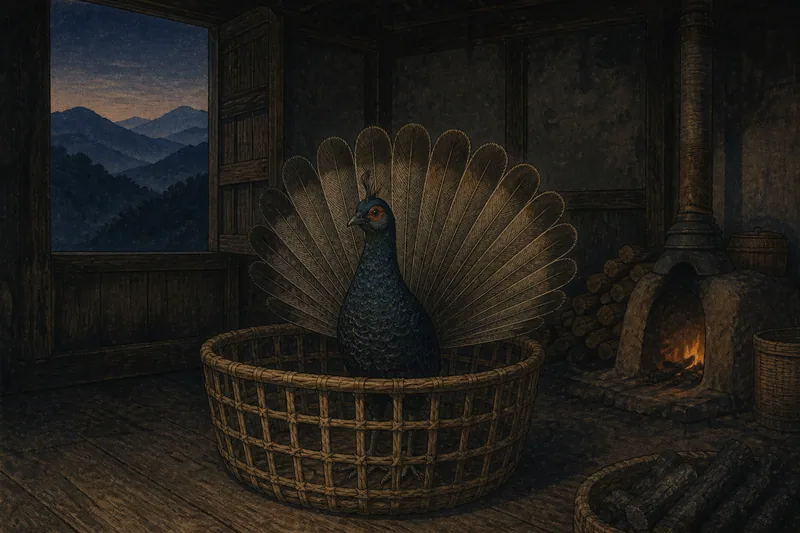 栗原の生首が変じた山鳥のイメージ挿絵