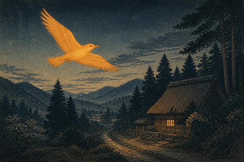 米沢の夜に光る山鳥のイメージ挿絵