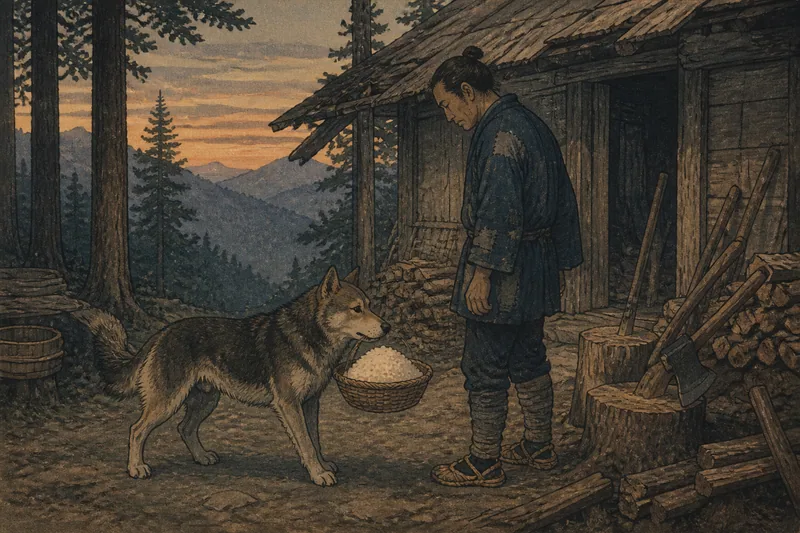 平谷村の山犬の恩返しのイメージ挿絵