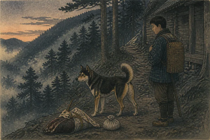 長和の山犬に返した鹿肉のイメージ挿絵