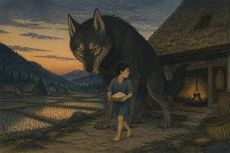 西予の葬列に付きまとう山犬のイメージ挿絵