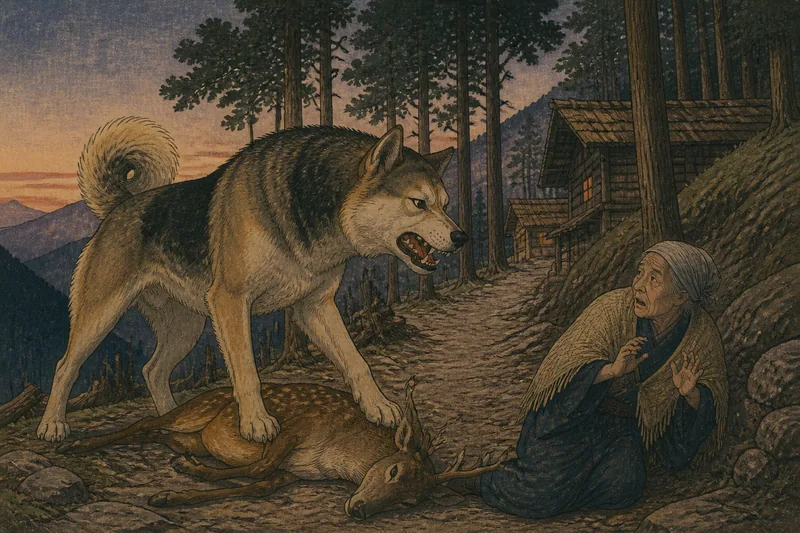 高森町の犬落しと山犬の報復のイメージ挿絵