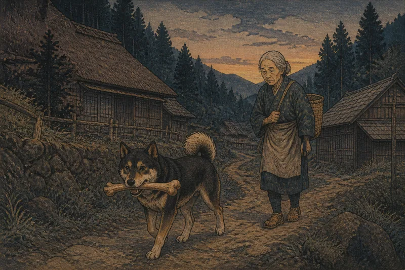 郡上市の山犬が導く猪の死骸のイメージ挿絵