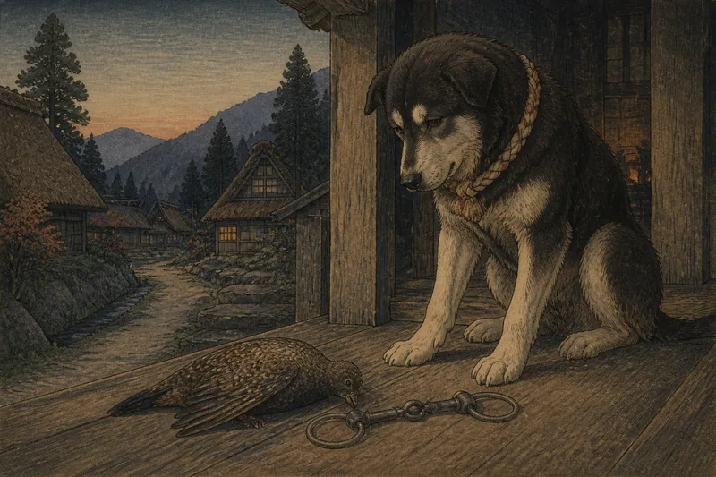 白川の山犬が贈った山鳥と轡のイメージ挿絵