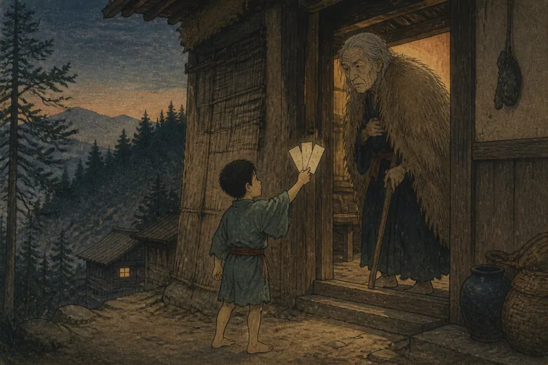 栄村の三枚の札と山姥のイメージ挿絵