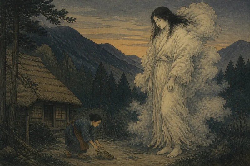 戸沢の足半を奪い返す山姥のイメージ挿絵