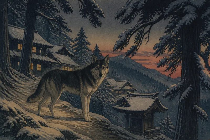 飯山の山に出る山犬のイメージ挿絵