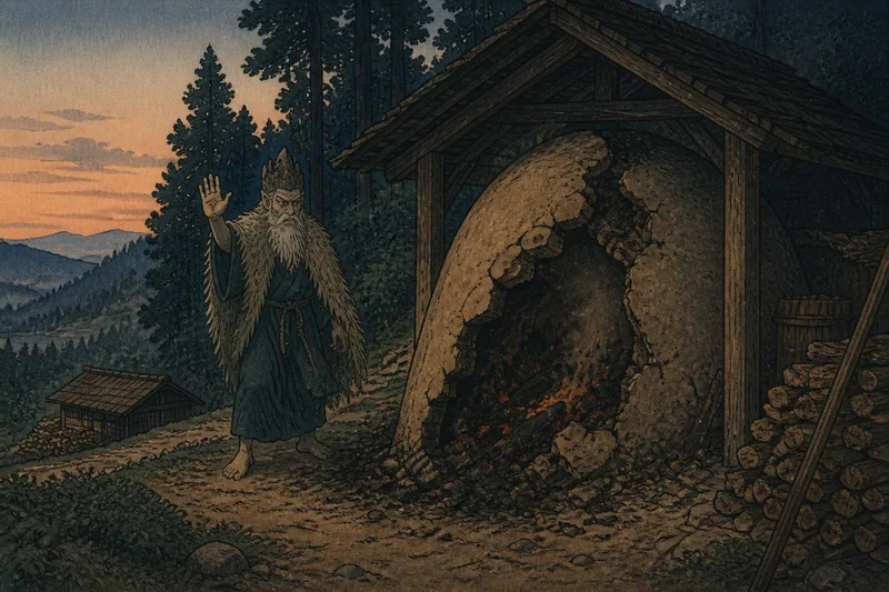 平田村の山の神と謡の戒めのイメージ挿絵