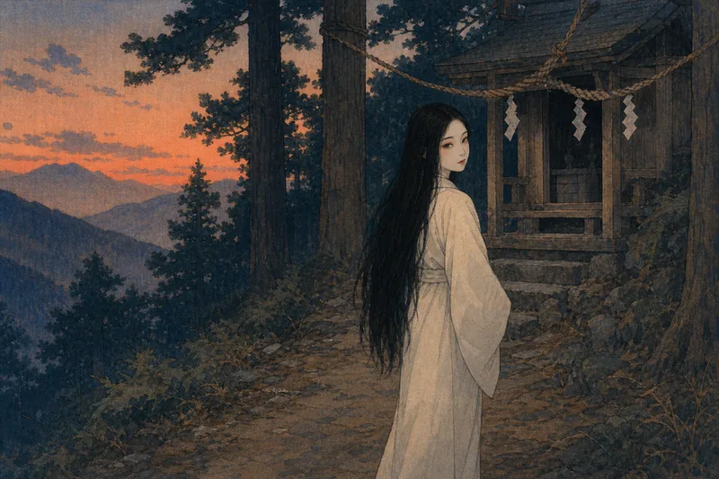 松崎の山の神が化けた少女のイメージ挿絵