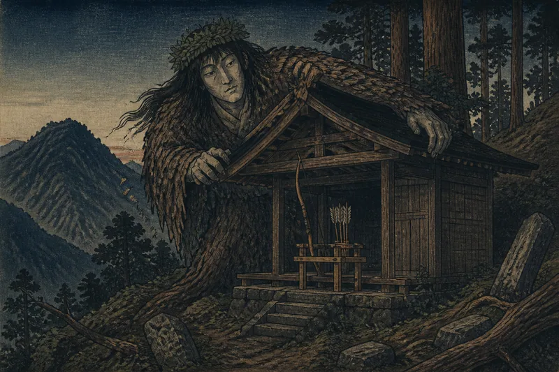 相模原の山小屋を揺らす山の神のイメージ挿絵