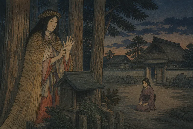 米沢の木を数える山の神のイメージ挿絵