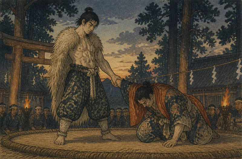 雫石の山男三吉と相撲の祟りのイメージ挿絵