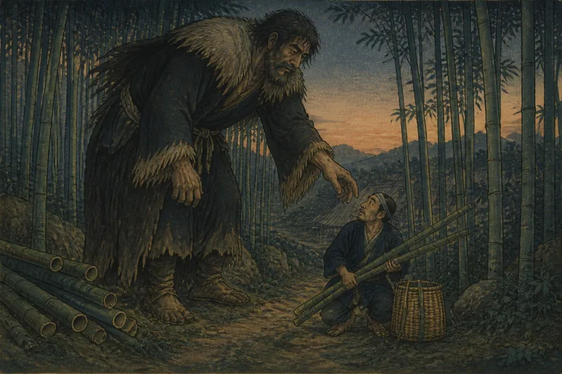 高山市の山男と筍採りのイメージ挿絵