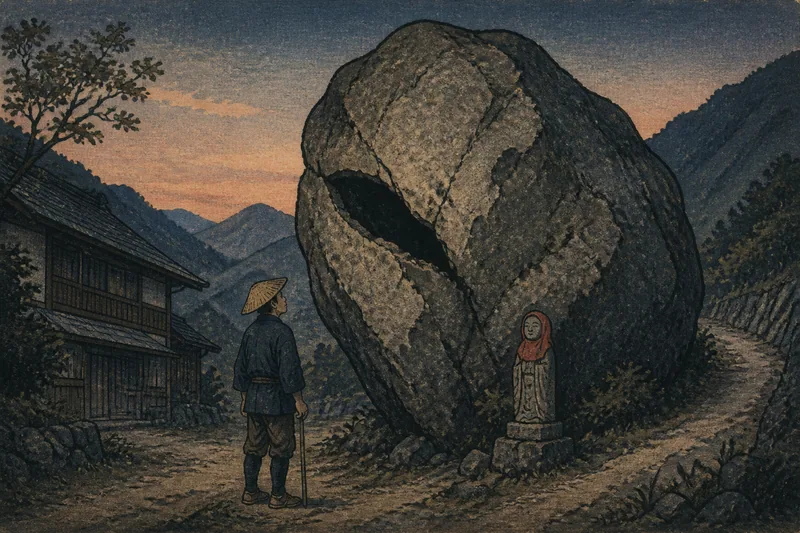 飯田の夜泣石と地蔵のイメージ挿絵