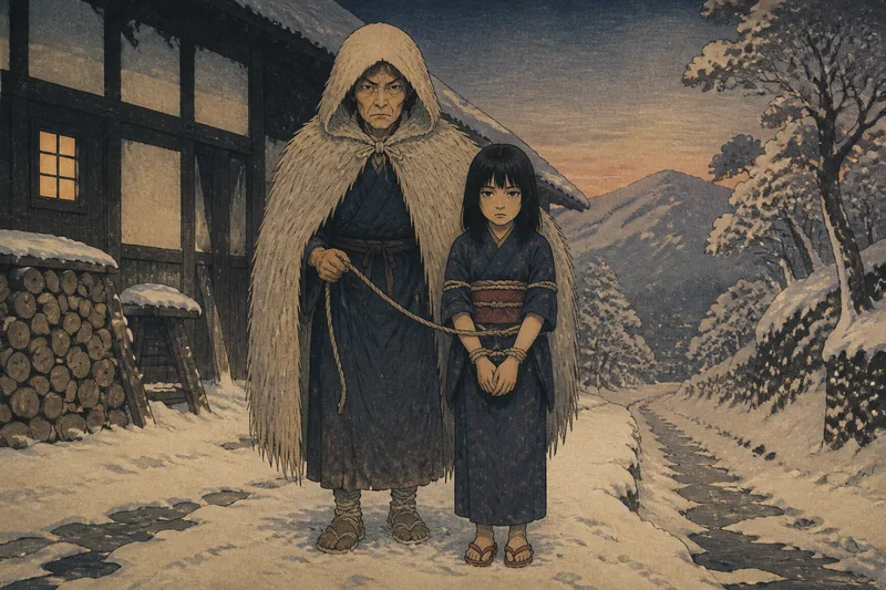 茅野の雪の日に人を縛る老女のイメージ挿絵