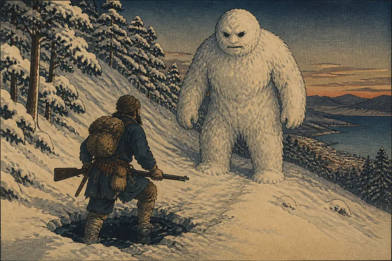 しら尾坂の雪男退治のイメージ挿絵