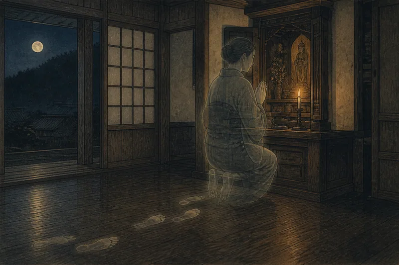 郡上市の仏壇に通う母の幽霊のイメージ挿絵