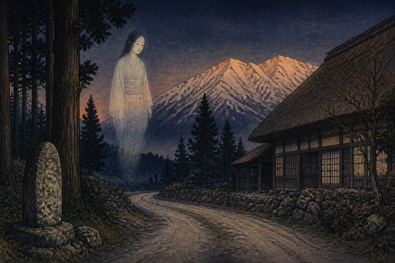 白馬の死の場所に現れる幽霊のイメージ挿絵