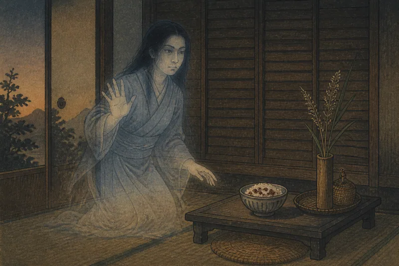 上越市の通夜の赤飯と幽霊のイメージ挿絵