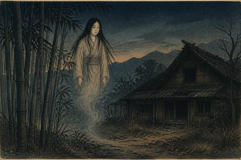 箕輪の竹やぶに漂う幽霊のイメージ挿絵