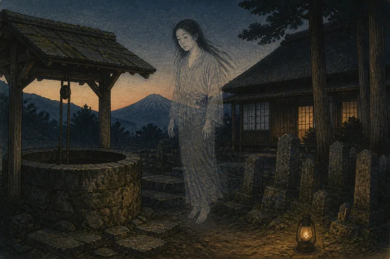 麻績村の墓地と井戸の幽霊のイメージ挿絵