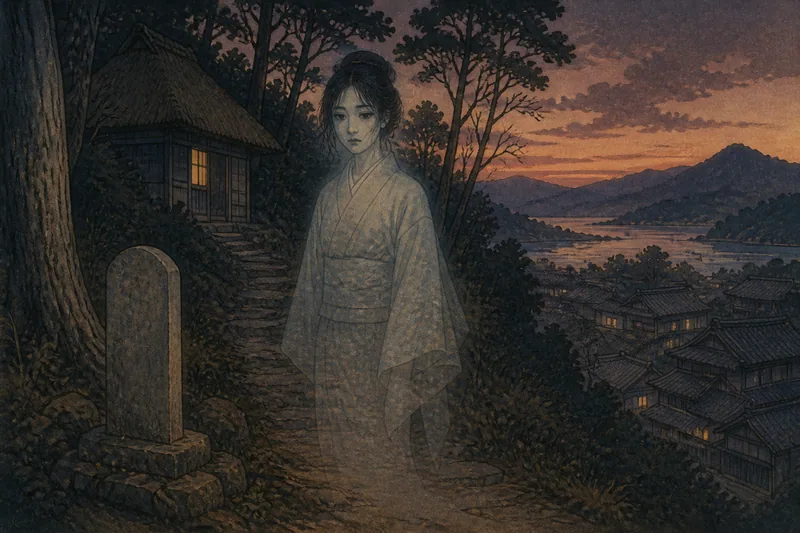 佐伯の墓で鎮まる若女幽霊のイメージ挿絵