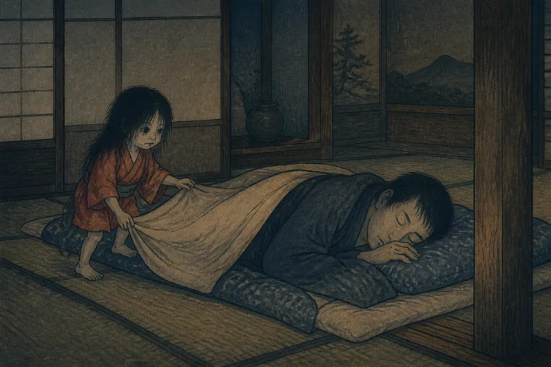 奥州の灰に残る座敷わらしの足跡のイメージ挿絵