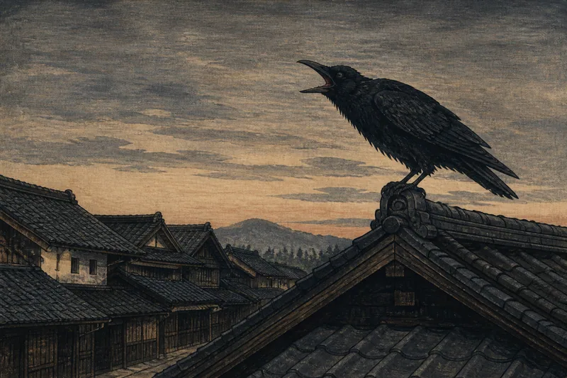 烏鳴きの俗信のイメージ挿絵
